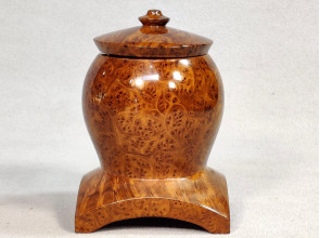 Handmade Wooden Pot on Stand / Russian Olive Burl Wood